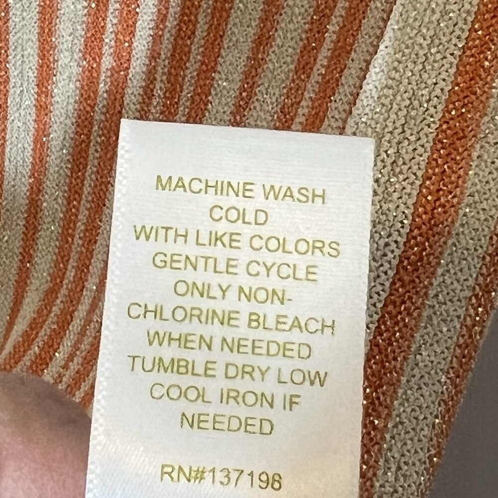 Revolve House of Harlow Top Small orange Gold sleeveless Knit Striped Mock Neck - Picture 10 of 11